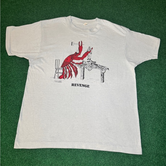 Vintage 80s Crab Revenge Obscure RARE 90s Crack Pot Restaurant Lrg T Shirt